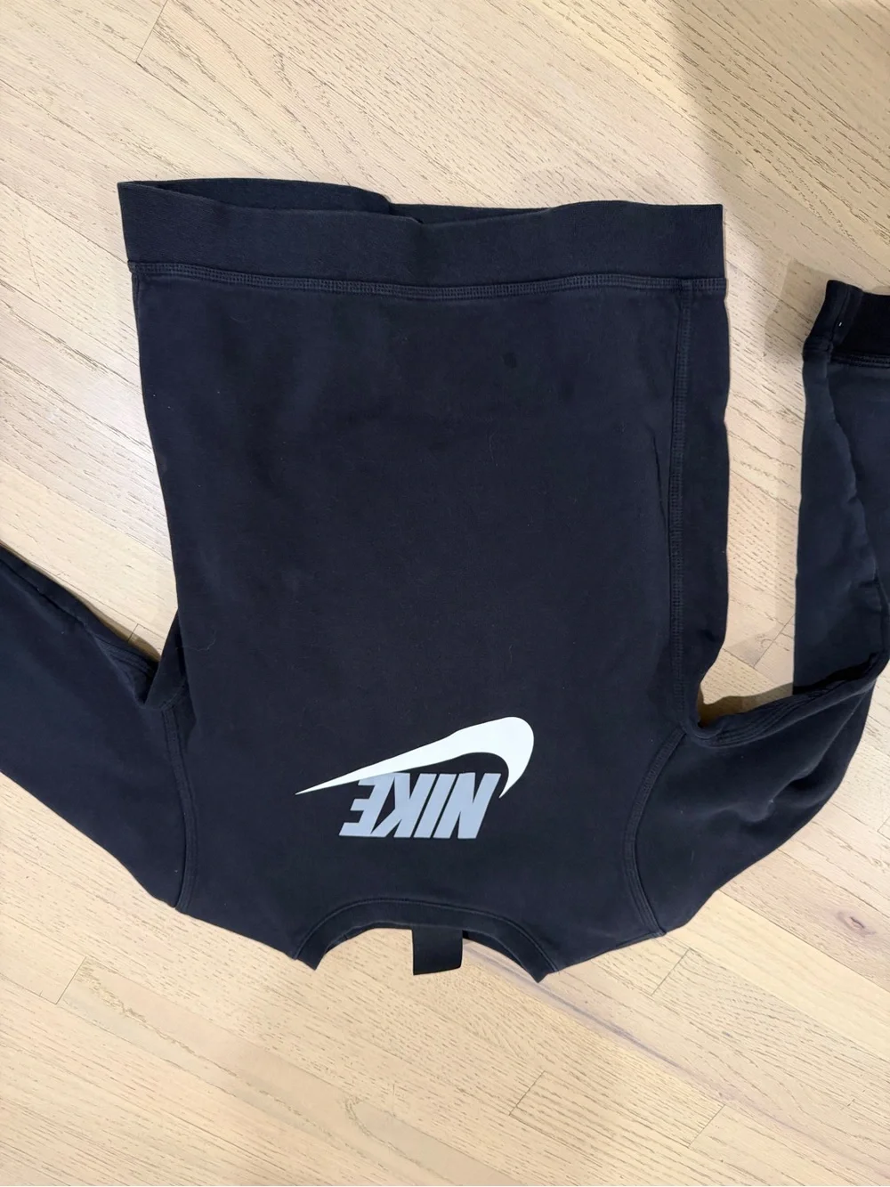 Nike Black Crew Sweatshirt with White Swoosh Logo